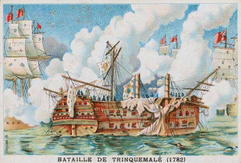 Slaget ved Trincomalee, 1782 af French School