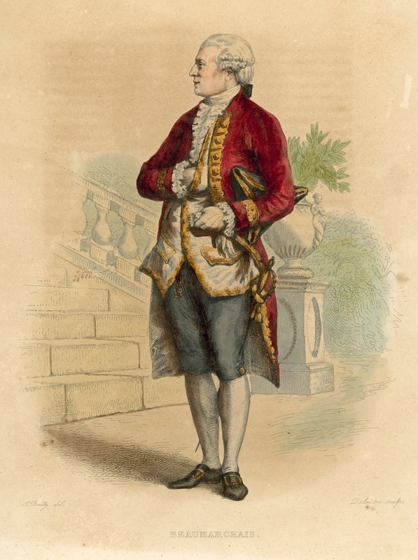 Beaumarchais (farvet gravering) af French School