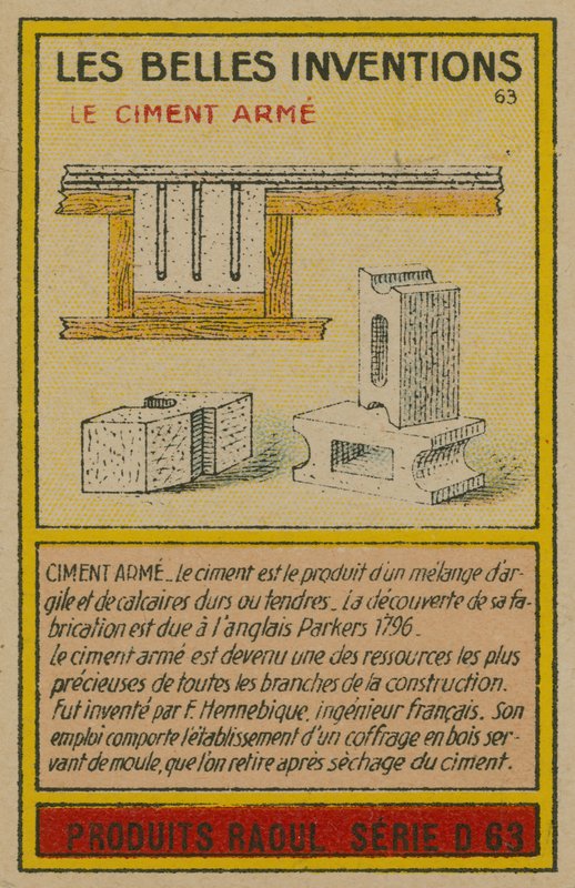 Smukt opfindelseskort, armeret beton af French School