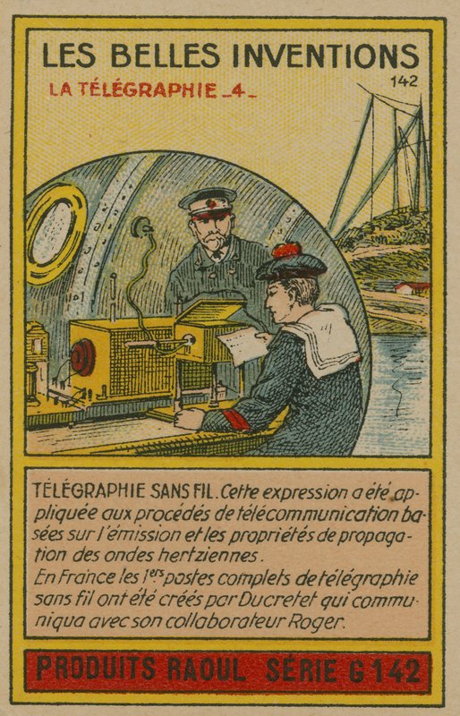Smukt opfindelseskort, telegrafi af French School