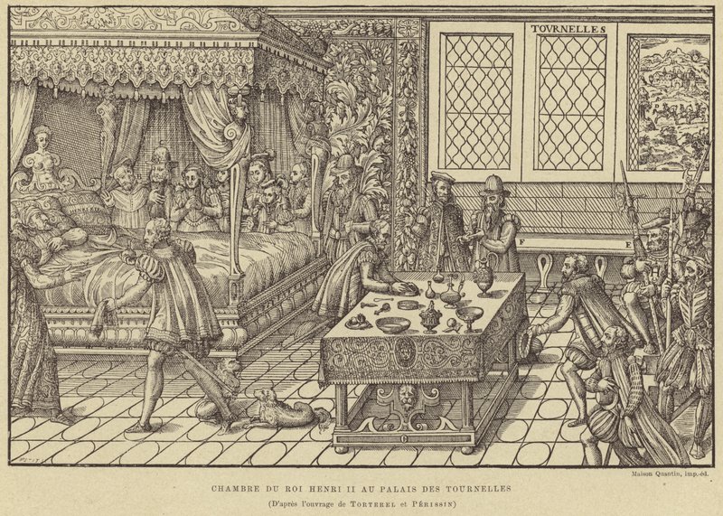 Sengekammer for kong Henrik II af Frankrig, Palais des Tournelles, Paris, 1500-tallet af French School