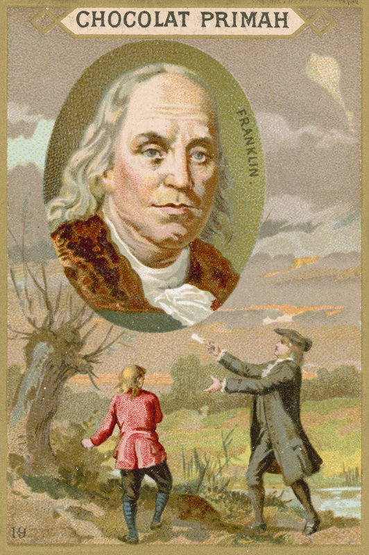 Benjamin Franklin, amerikansk videnskabsmand, opfinder og politiker af French School
