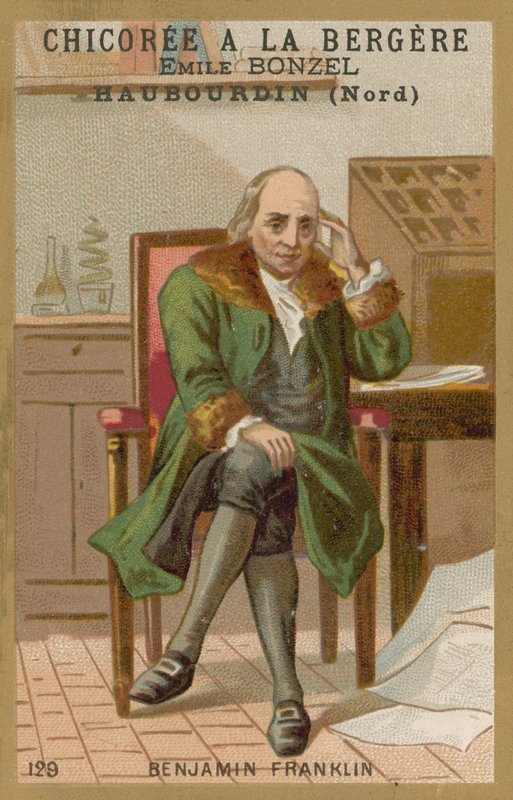 Benjamin Franklin, amerikansk videnskabsmand, opfinder og politiker af French School