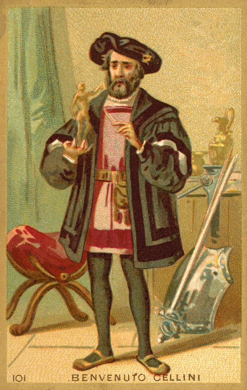 Benvenuto Cellini, italiensk kunstner (chromolitho) af French School