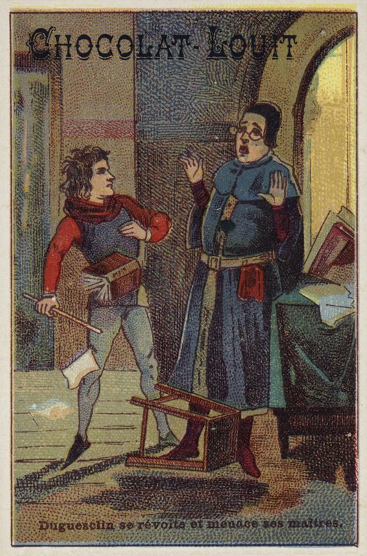 Bertrand Du Guesclin gør oprør og truer sin lærer af French School