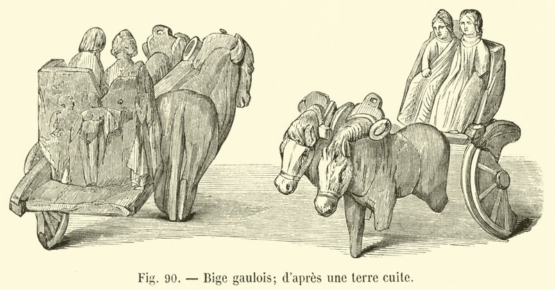 gallisk biga; fra en terracotta af French School