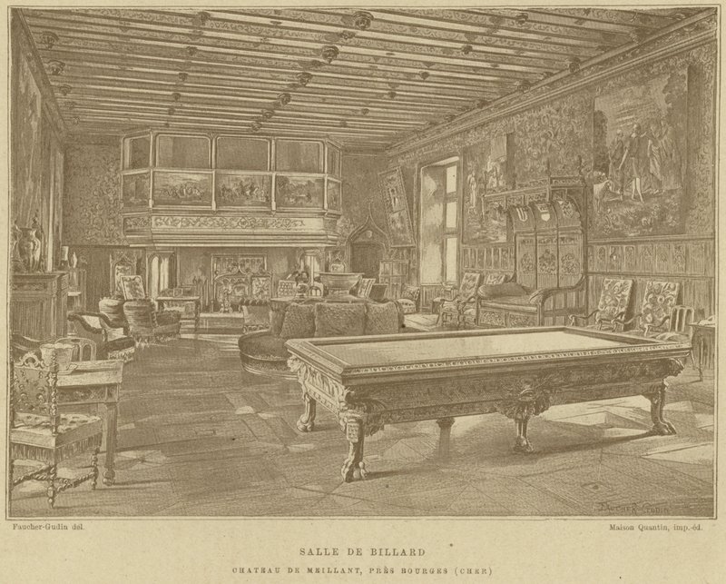 Billardværelse, Chateau de Meillant, nær Bourges, Frankrig af French School