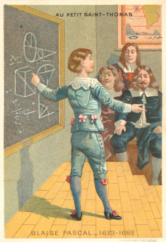 Blaise Pascal, fransk fysiker og matematiker (chromolitho) af French School