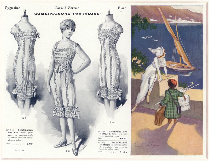 Blanc-Toile, lingeri, skjorter osv. (farvelitografi) af French School