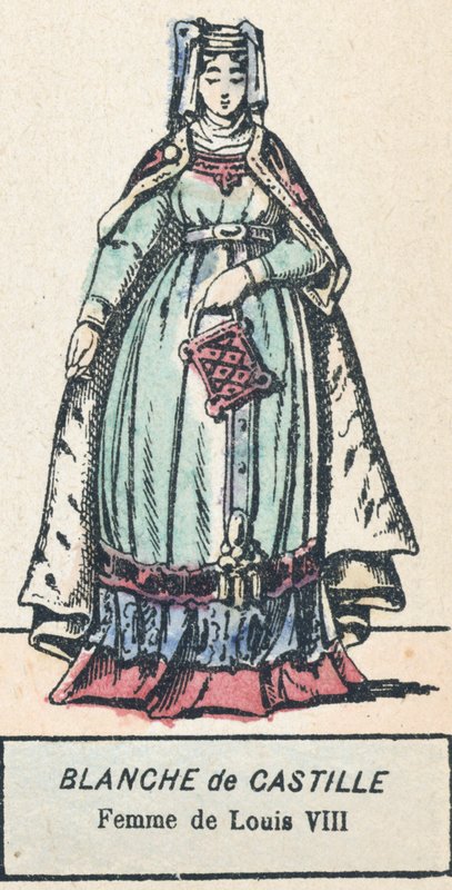 Blanche de Castille, kone til Louis VIII (farvet gravering) af French School
