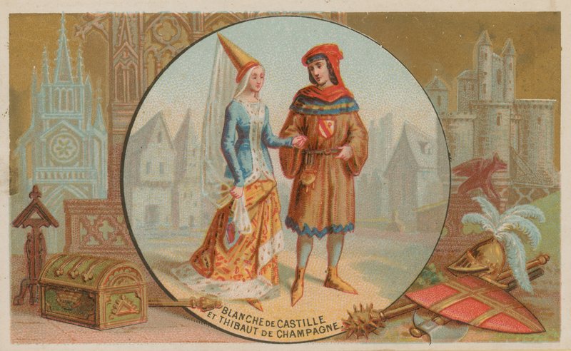Blanche af Castille og Thibaut af Champagne af French School