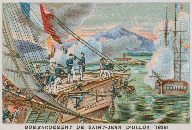 Franskmændenes bombardement af San Juan de Ulua, Mexico, 1838 af French School