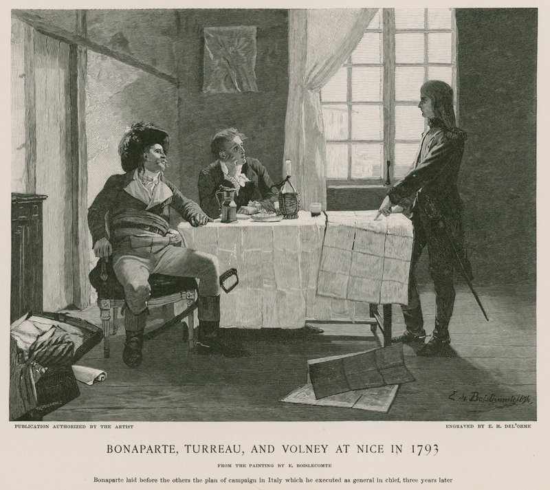 Bonaparte, Turreau og Volney i Nice i 1793 af French School