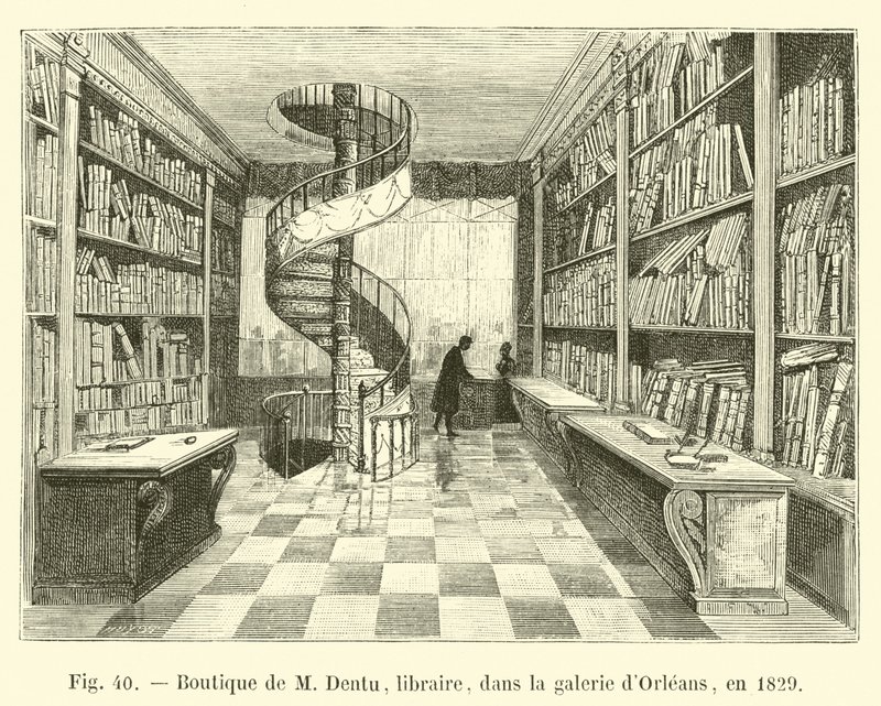 Butik af M Dentu, boghandler, i Orleans galleri, i 1829 af French School