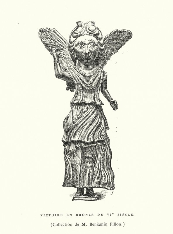 Bronzefigur af Sejr, 6. århundrede (gravering) af French School