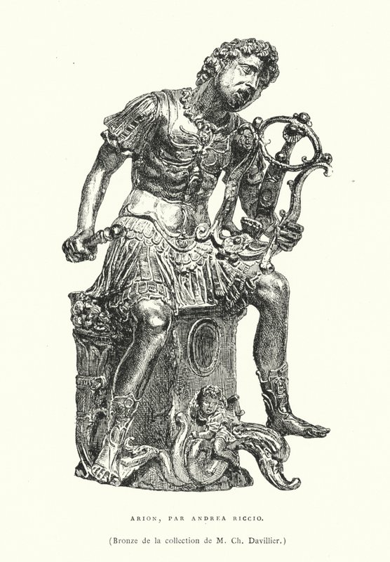 Bronzefigur af den antikke græske digter Arion, af den italienske renæssanceskulptør Andrea Riccio, slutningen af det 15. eller begyndelsen af det 16. århundrede (gravering) af French School