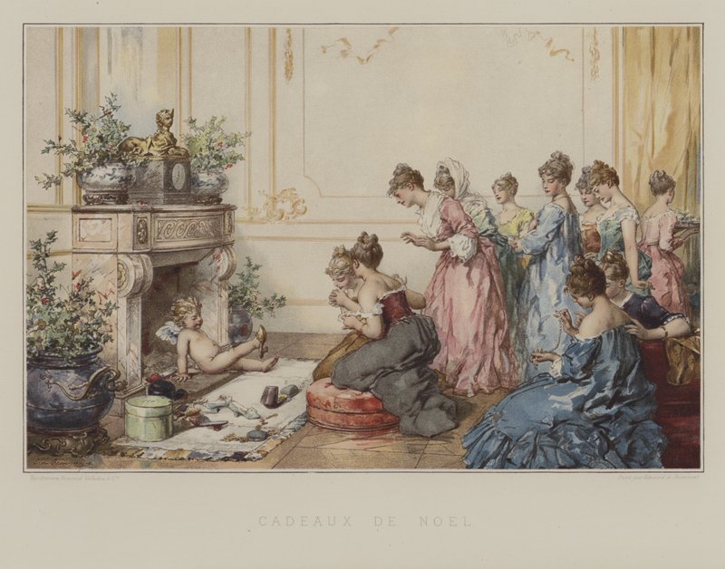 Julegaver (farve litho) af French School