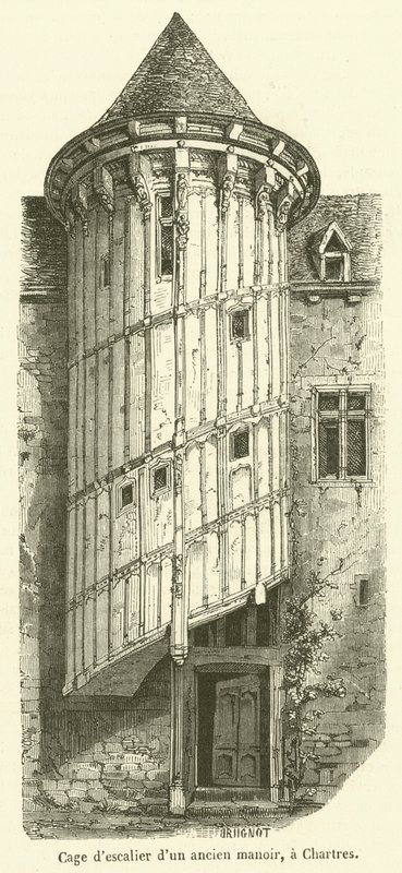 Trappeopgang i et gammelt palæ i Chartres (gravering) af French School