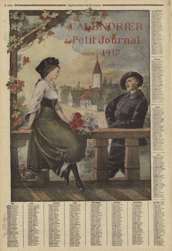 Kalender for 1917 (farvelitografi) af French School