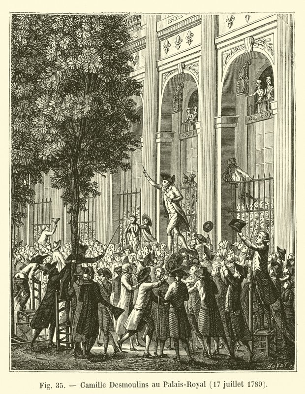 Camille Desmoulins på Palais-Royal, 17. juli 1789 af French School
