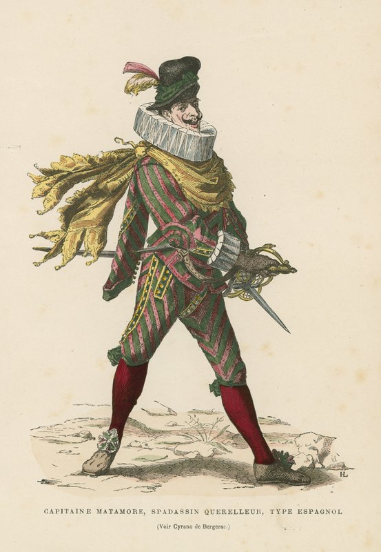 Captain Matamore, Spanish hired killer, 17th Century  af French School