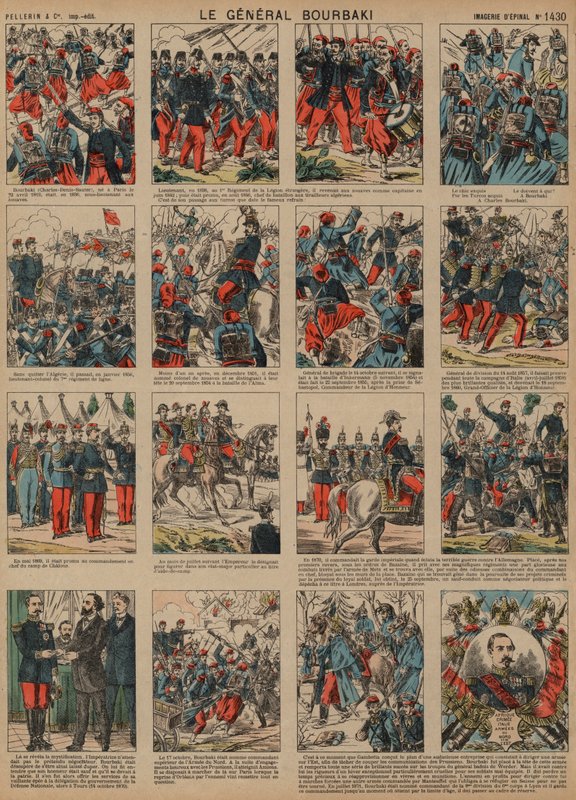 Karriere for den franske general Charles-Denis Bourbaki (farvet gravering) af French School