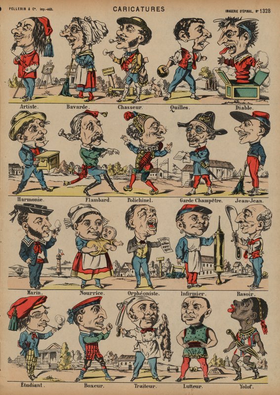 Karikaturer (farvegravering) af French School