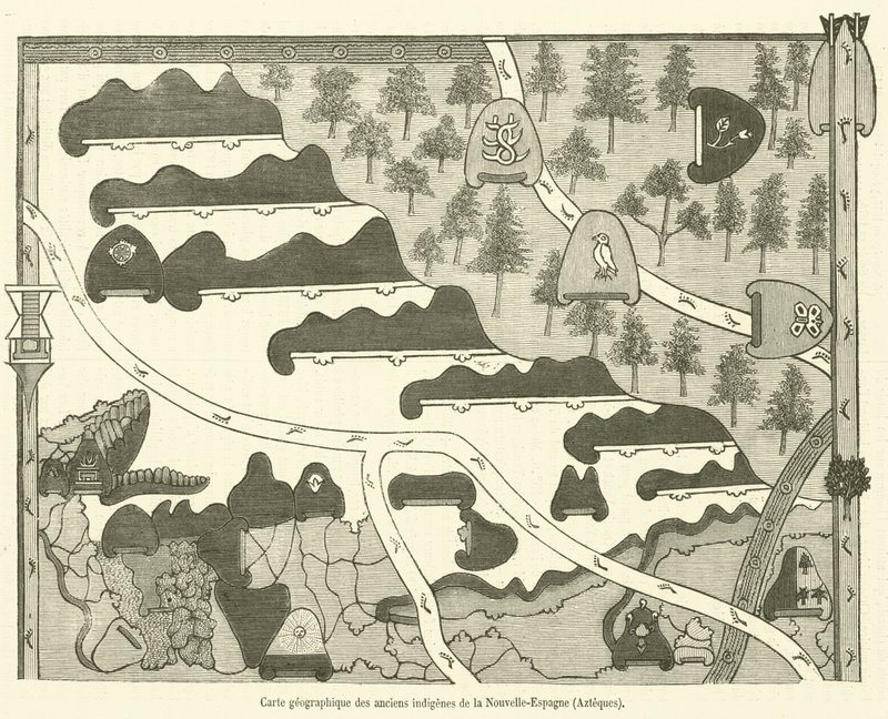 Kort over de gamle indfødte i New Spain, Aztecs (gravering) af French School