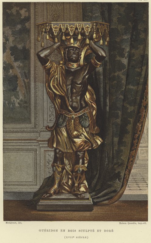 Udskåret og forgyldt træsokkel, 1600-tallet af French School