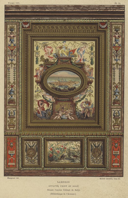 Udskåret, malet og forgyldt panel af French School