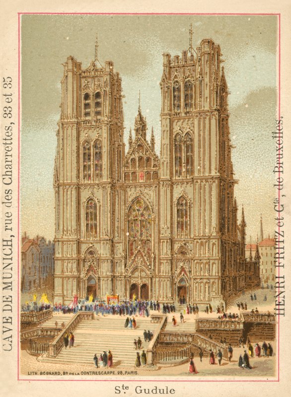 St Michael and St Gudula Cathedral, Bruxelles (chromolitho) af French School