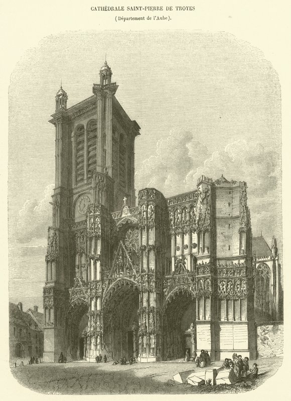 Cathedrale Saint-Pierre de Troyes, Department of Aube (gravering) af French School