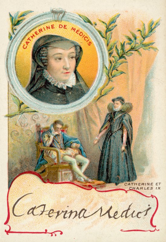 Catherine de Medici og hendes mand, Charles IX af Frankrig (chromolitho) af French School