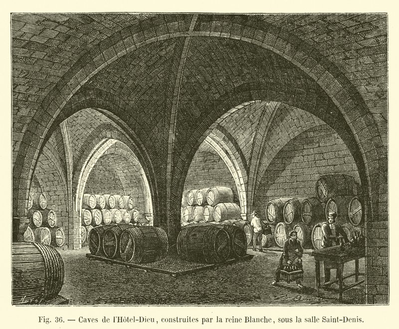 Kældre af Hôtel-Dieu, bygget af dronning Blanche, under Saint-Denis værelse af French School