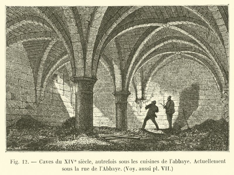 1300-tals kældre, tidligere under klosterets køkkener, i øjeblikket under rue de l