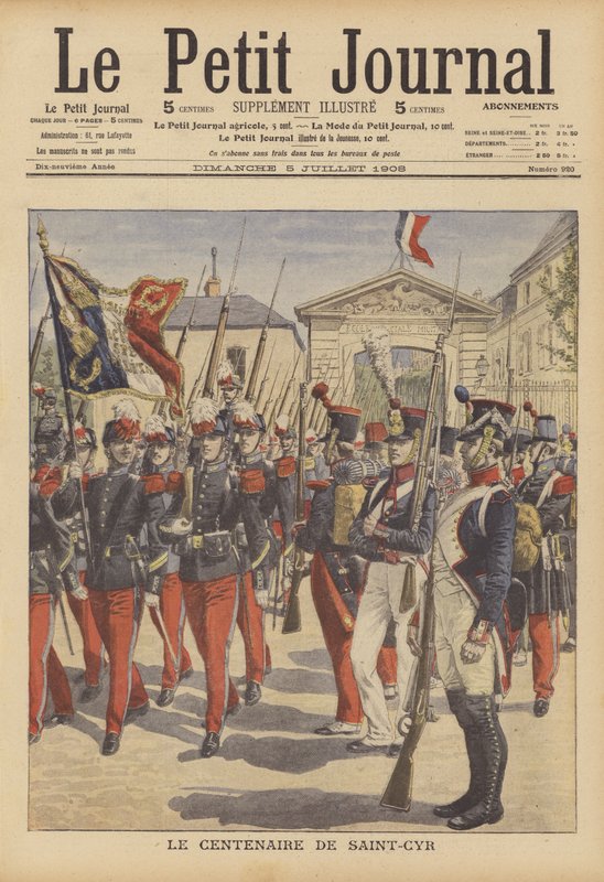 Hundredåret for oprettelsen af det franske militærakademi i Saint-Cyr, Paris (farve litho) af French School