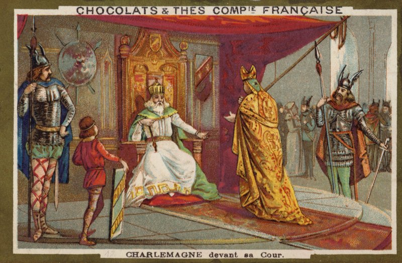 Karl den Store og hans hof (chromolitho) af French School