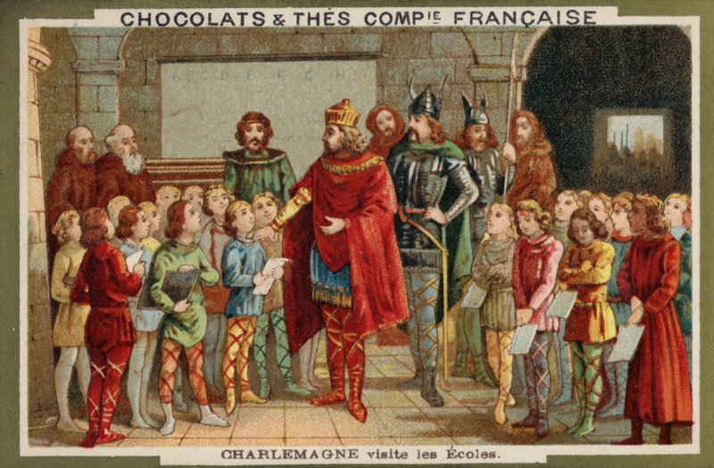 Karl den Store besøger en skole af French School
