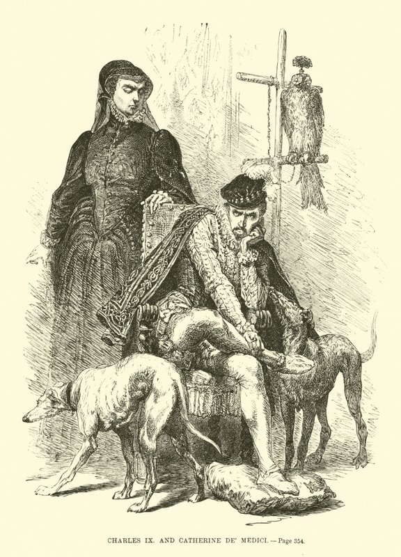 Charles IX og Catherine de Medici af French School
