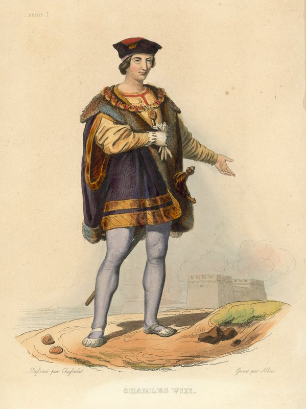 Charles VIII (farvet gravering) af French School