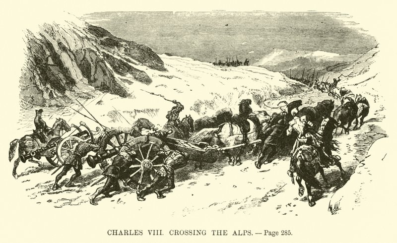 Charles VIII krydser Alperne af French School