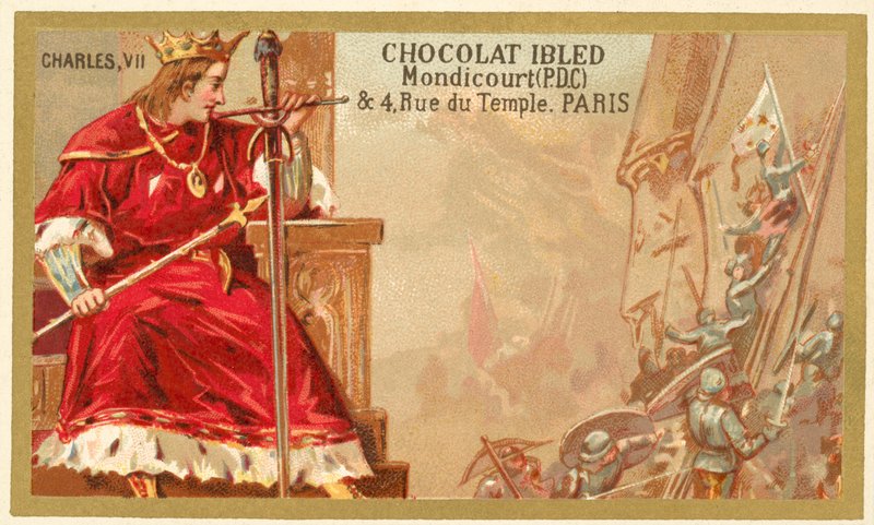 Charles VII af Frankrig (chromolitho) af French School