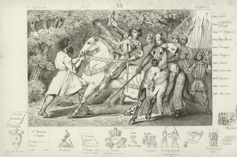 Charles VI of France is warned of an ambush in the forest near Angers, 1392  af French School