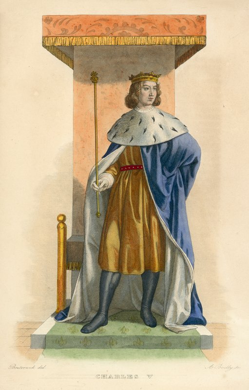 Charles V (farvet gravering) af French School