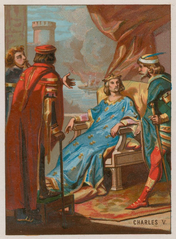 Charles V i slaget ved Poitiers af French School