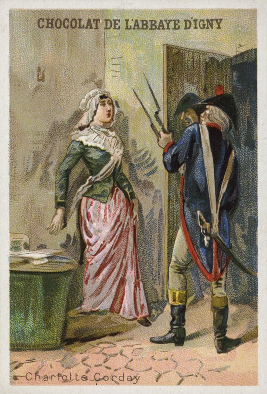 Charlotte Corday, snigmorder på den franske revolutionære jakobinske leder Jean-Paul Marat af French School