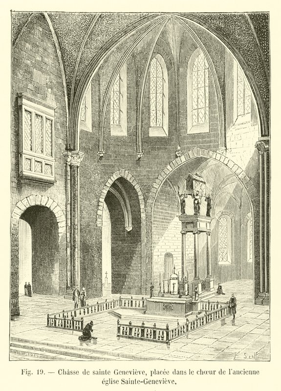 Chase of Saint Genevieve, placeret i koret i den gamle Sainte-Genevieve kirke af French School