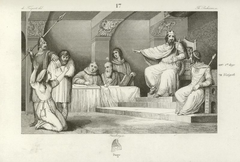 Childebert III, King of the Franks  af French School