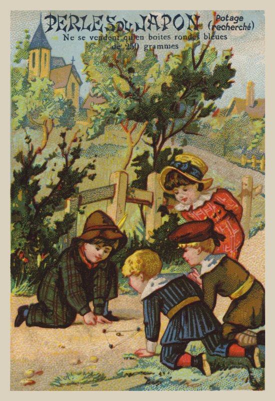 Børn, der leger med kugler (chromolitho) af French School