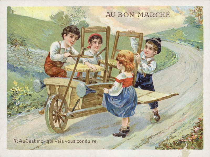 Børn, der konverterer trillebør til køretøj af French School